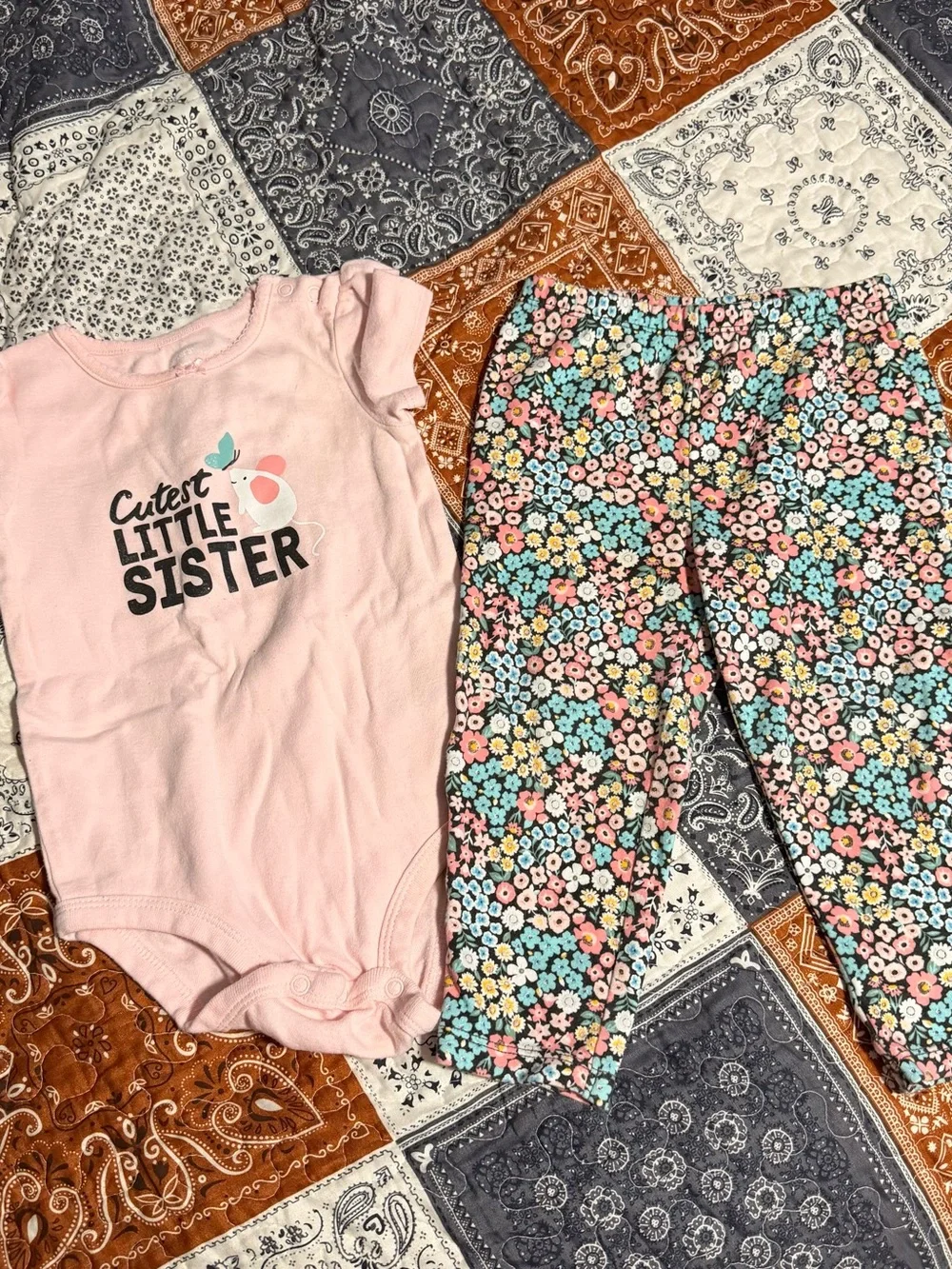 Carter’s Baby Girls Size 24 months Two Piece Set Cutest Little Sister